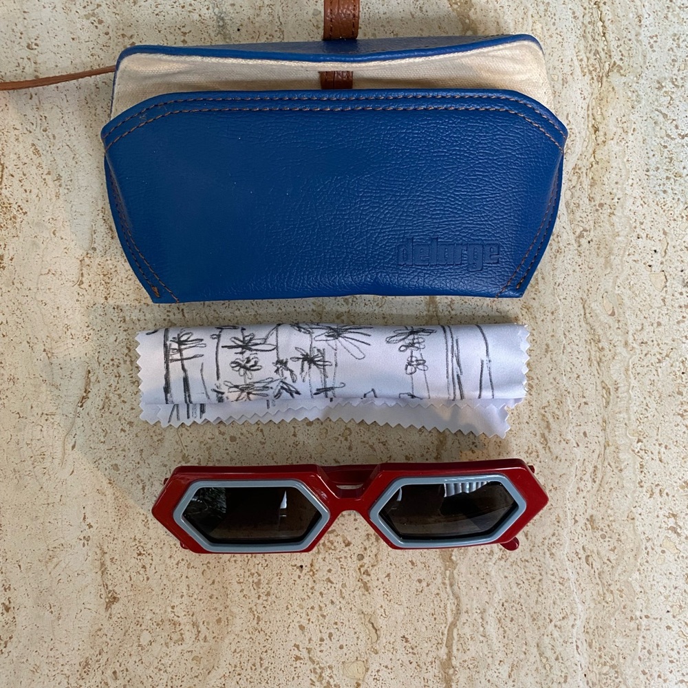 Delarge Red Dexagonal Sunglasses